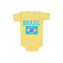 Body Bebê Brasil Amarelo Mub 100% Algodão Manga Curta Tamanho:P