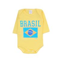 Body Bebê Brasil Amarelo Mub 100% Algodão Manga Longa Tamanho:G