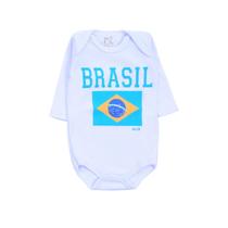 Body Bebê Brasil Branco 100% Algodão Manga Longa Tamanho:G