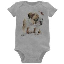 Body Bebê Cachorro Buldogue Inglês - Foca na Moda