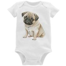 Body Bebê Cachorro Pug - Foca na Moda Body Bebê Cachorro Pug - Foca na Moda