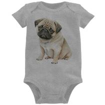 Body Bebê Cachorro Pug - Foca na Moda Body Bebê Cachorro Pug - Foca na Moda