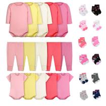 Body Bebê Calça Mijão e Meias Kit 27 Peças Liso Amor Body Bebê Calça Mijão e Meias Kit 27 Peças Liso Amor