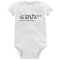 Body Bebê Camiseta branca de ano novo - Foca na Moda