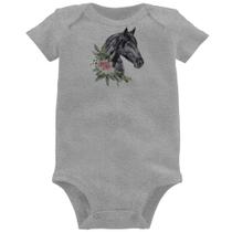 Body Bebê Cavalo e Flores - Foca na Moda