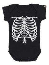 Body Bebê Caveira Esqueleto Preto Art Rock Body Bebê Caveira Esqueleto Preto Art Rock