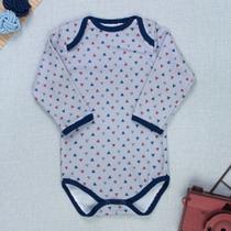Body Bebê Cinza Manga Longa Minimalista- Estampa Triângulos Moderno Cor:CinzaTamanho:3-6M
