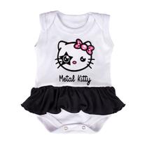 Body Bebê Com Saia Hello Cat Metal - Branco Body Bebê Com Saia Hello Cat Metal - Branco