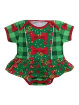 Body Bebê Com Sainha Temático Estampado Festa Junina Xadrez Verde