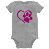 Body Bebê Coração Patinha Rosa - Foca na Moda