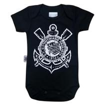 Body Bebê Corinthians Preto Escudo Oficial
