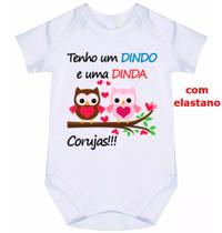 body bebê dindo e dinda corujas cód 1369