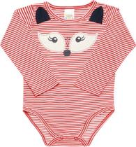 Body Bebe Feminino Listrado Vermelho Tam G9-12 meses Dicanela