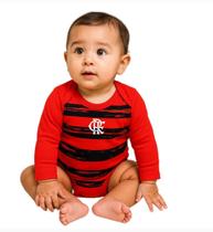Body bebê flamengo listras manga longa oficial
