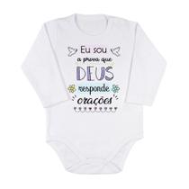 Body Bebê frase Eu sou a prova que Deus Responde Orações Algodão fio Egípcio Body Bebê frase Eu sou a prova que Deus Responde Orações Algodão fio Egípcio