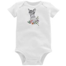 Body Bebê Gato e Flores - Foca na Moda