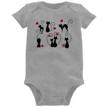 Body Bebê Gatos E Corações - Foca na Moda