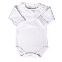 Body bebê gola e punhos em lese - Branco Body bebê gola e punhos em lese - Branco