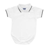 Body Bebê Gola Polo Festa Especial Preto, Branco, Marinho, Vermelho - Suedine Algodão Premium - Branco - GG (9A12M)