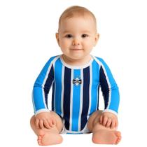 Body Bebê Grêmio Campo Listrado Longo Oficial