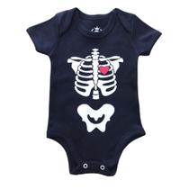 Body Bebê Halloween Esqueleto Temático Mesversário