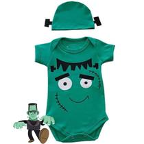 Body Bebê Halloween Frankenstein com Touquinha - GG Body Bebê Halloween Frankenstein com Touquinha - GG