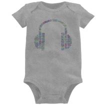 Body Bebê Headphone Palavras - Foca na Moda