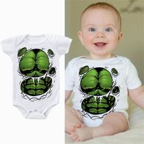 Body bebe Hulk peitoral musculoso manga curta. Body bebe Hulk peitoral musculoso manga curta.