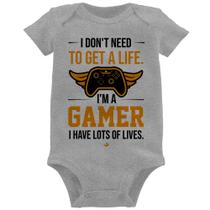 Body Bebê I'm a gamer, I have lots of lives - Foca na Moda