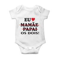 Body Bebê Infantil Frase Eu Amo O Papai E A Mamãe os Dois Família Amor Roupa De Bebê Personalizada