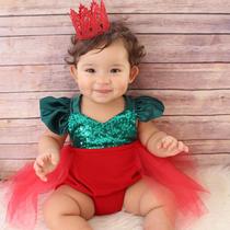 Body Bebê Infantil Lindo body Paetê E Tule Natal Natalino