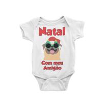 Body Bebê Infantil Natal Feliz Natal Cachorro Cão Branca Body Bebê Infantil Natal Feliz Natal Cachorro Cão Branca