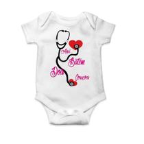 Body Bebê Infantil Personalizada Frase Aqui Batem Dois Corações