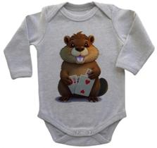 Body Bebe Infantil Roupa Crianca Castor Poker Esquilo Carta Rato Roedor
