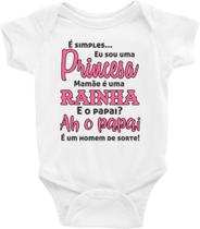 Body Bebê Infantil Sou Uma Princesa, Mamãeu Uma Rainha e Papai Tem Sorte - TAMANHO RN Body Bebê Infantil Sou Uma Princesa, Mamãeu Uma Rainha e Papai Tem Sorte - TAMANHO RN