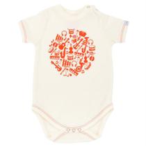 Body bebê instrumentos manga curta suedine off white