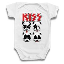 Body Bebê Kiss Banda Rock Música Panda Divertido Infantill