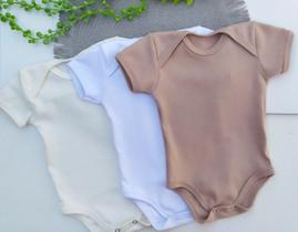 Body Bebê Kit 3 Peças Manga Curta 100% Algodão Liso Suedine Unissex