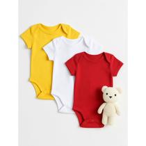 Body Bebê Kit 3 Peças Sortido 100% Algodão Suedine Manga Curta Confortável Menino ou Menina Body Bebê Kit 3 Peças Sortido 100% Algodão Suedine Manga Curta Confortável Menino ou Menina