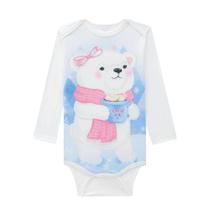 Body Bebê Kukiê Urso Polar e Strass ML Branco - 70453 Body Bebê Kukiê Urso Polar e Strass ML Branco - 70453