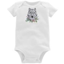 Body Bebê Lobo e Flores - Foca na Moda