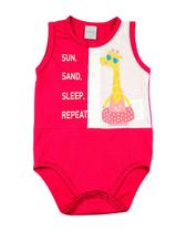 Body Bebê Malha Girafa Sun Sand Sleep - Pink