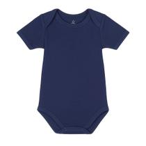 Body Bebê Manga Curta Básico Malha Premium Algodão Azul Marinho Era Uma Vez