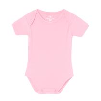 Body Bebê Manga Curta Básico Malha Premium Algodão Rosa Claro Era Uma Vez