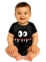 Body Bebê Manga Curta Temático Fantasia Monstrinho