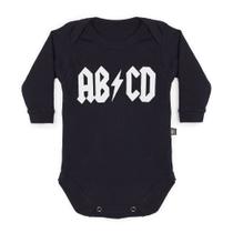 Body Bebê Manga Longa ABCD Preto Body Bebê Manga Longa ABCD Preto