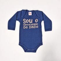 Body Bebê Manga Longa Azul Marinho Chocolatinho da Dinda