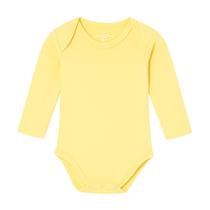 Body Bebê Manga Longa Básico Malha Premium Algodão Amarelo Era Uma Vez Body Bebê Manga Longa Básico Malha Premium Algodão Amarelo Era Uma Vez