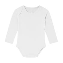 Body Bebê Manga Longa Básico Malha Premium Algodão Branco Era Uma Vez