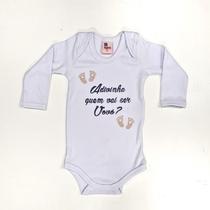 Body Bebê Manga Longa Branco Quem Vai Ser Vovô